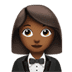 🤵🏾‍♀️ woman in tuxedo: medium-dark skin tone display on Apple